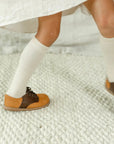children's saddle shoe in tan and brown sizes 5-12