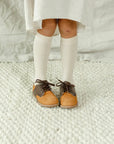 children's saddle shoe in tan and brown sizes 5-12