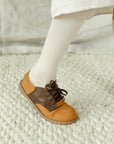 children's saddle shoe in tan and brown sizes 5-12