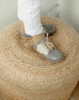 artie leather saddle shoe in color heron fog