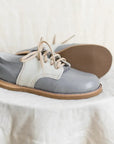 artie leather saddle shoe in color heron fog