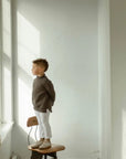 artie leather saddle shoe in color sand fog