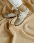artie leather saddle shoe in color sand fog