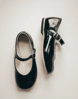 black patent leather mary jane, beige sole, single strap, beige inside