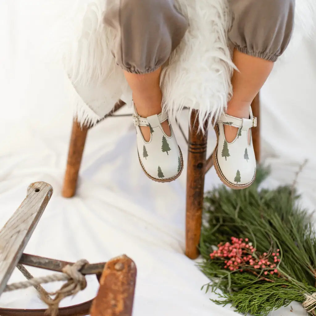 Flora T - Strap - Evergreen Print Dress Shoe