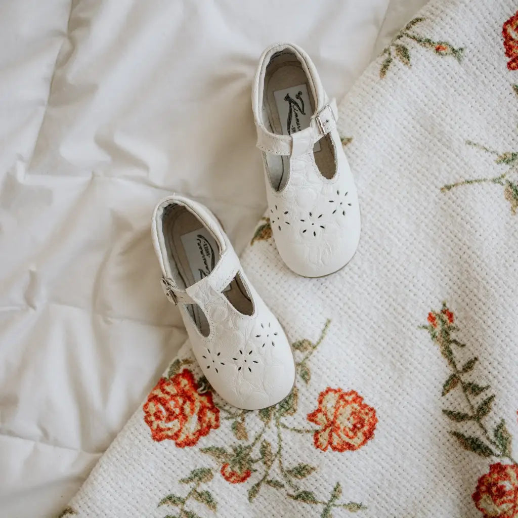 Flora T - Strap - Ivory Pebble t - straps