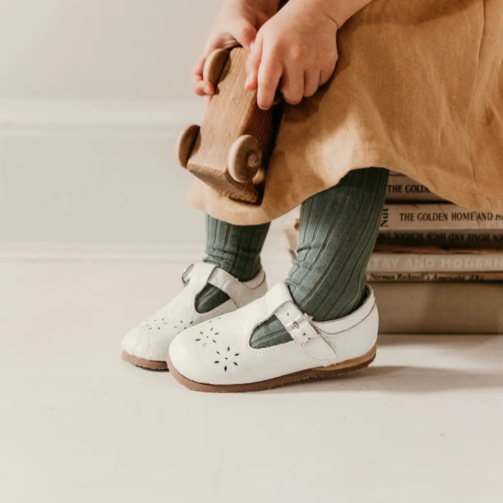 Flora T - Strap - Ivory Pebble t - straps
