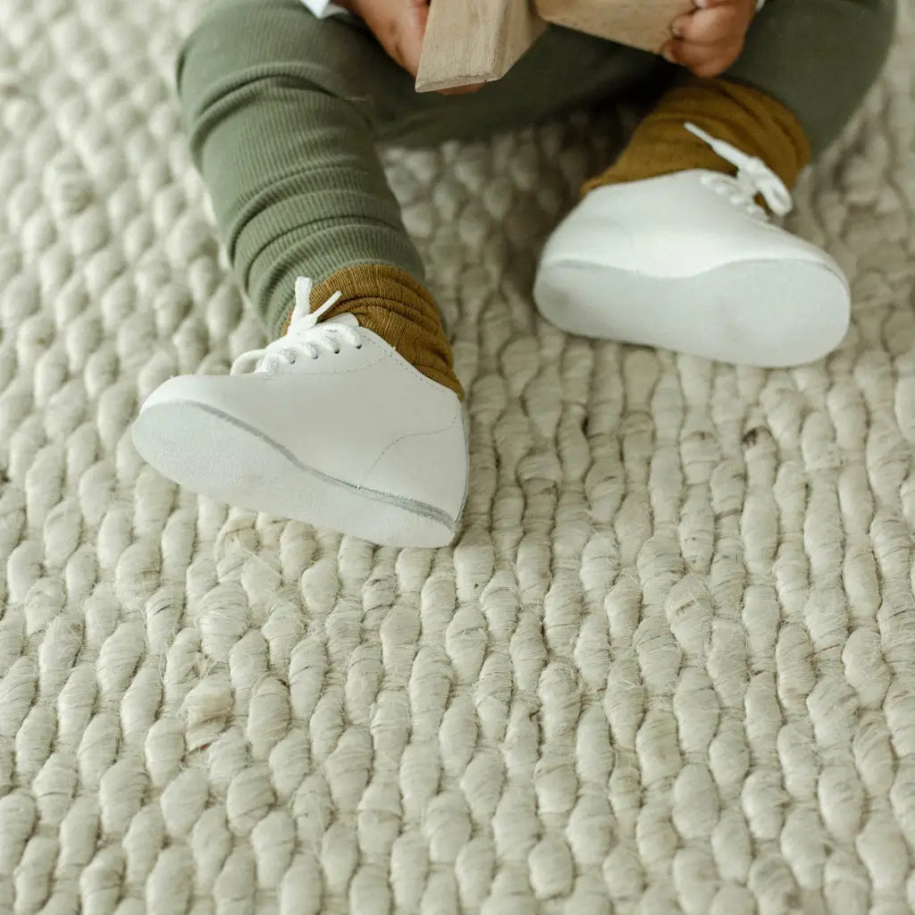 white leather oxfords, white laces, white sole. sizes 1-6