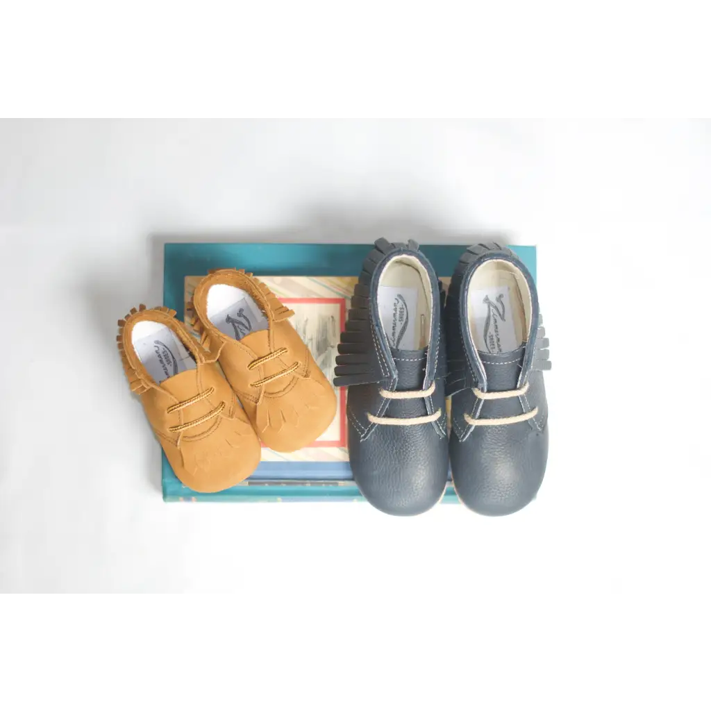 tan leather baby moc boots