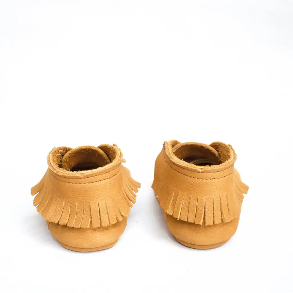 tan leather baby mocc boots