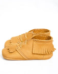 tan leather baby moccasin boots