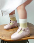 greta leather t-strap in color peony