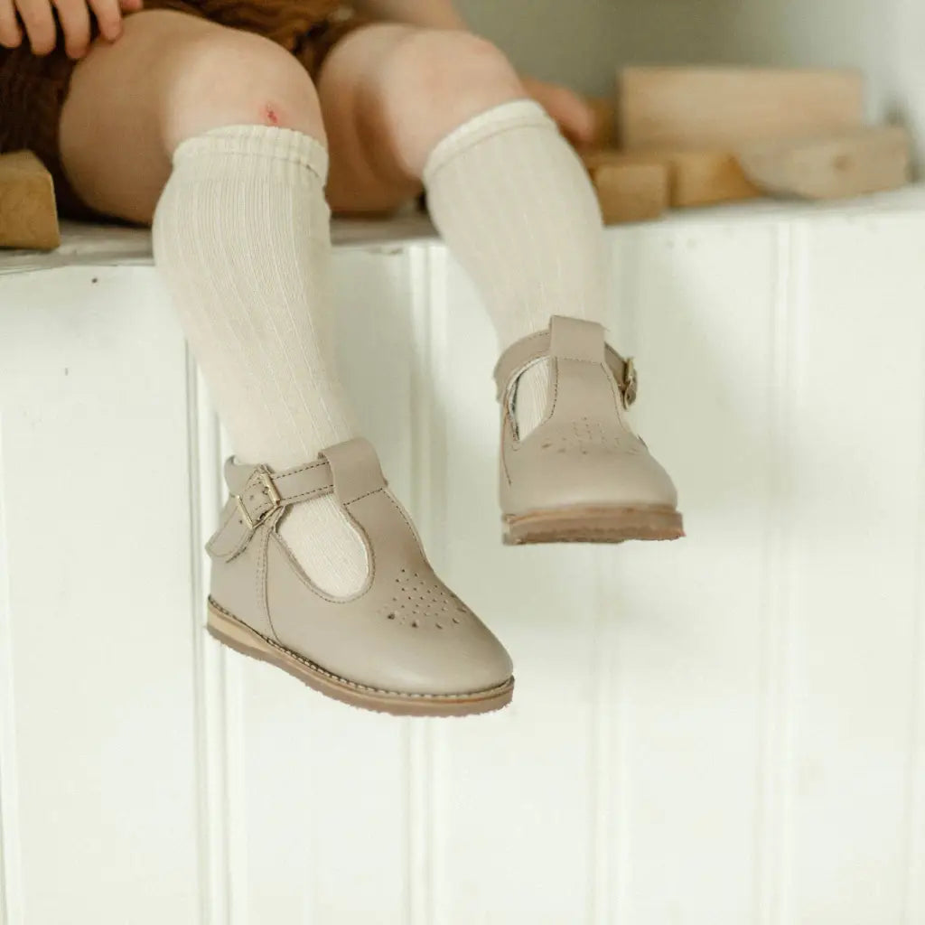 children's t-strap in shiny beige sizes 2-7