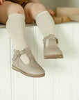 children's t-strap in shiny beige sizes 2-7