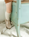 children's t-strap in shiny beige sizes 2-7
