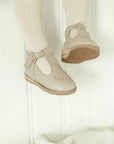 children's t-strap in shiny beige sizes 2-7