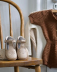 children's t-strap in shiny beige sizes 2-7
