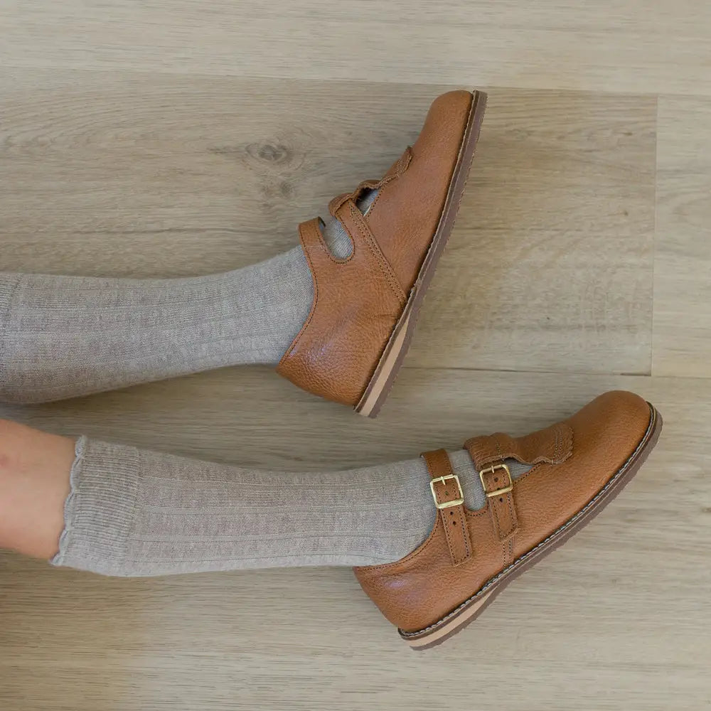 Cognac Kiltie T-Strap - Sizes 5-12 Zimmerman Shoes Cognac Kiltie T-Strap - Sizes 5-12 Zimmerman Shoes