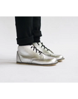 silver milo boots, top grain leather