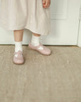 miriam leather t-strap in color peony