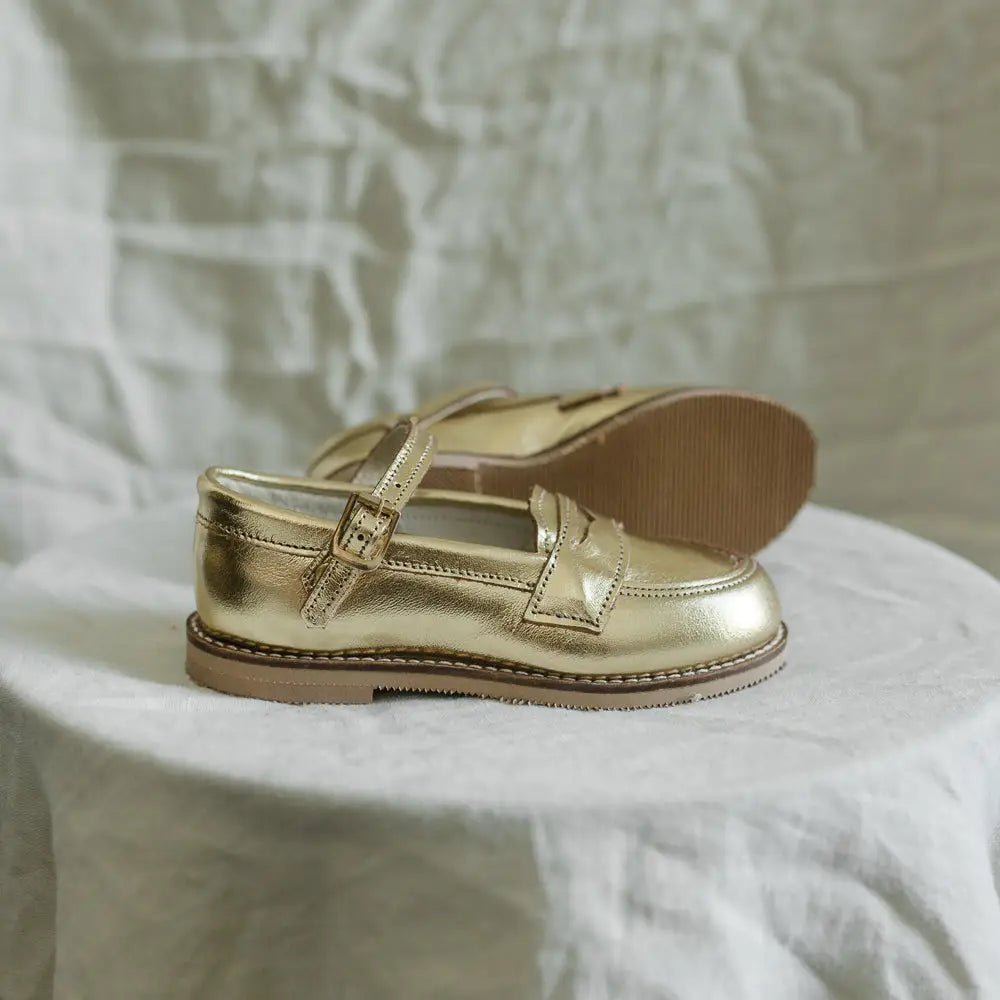Penny Loafer - Gold Shoes