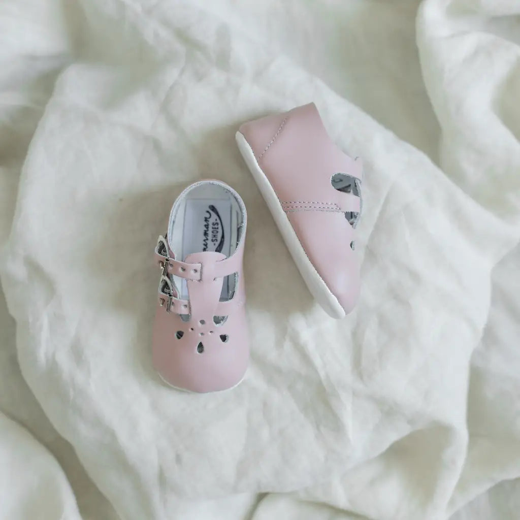 Soft Soled Double T - Strap - Pink