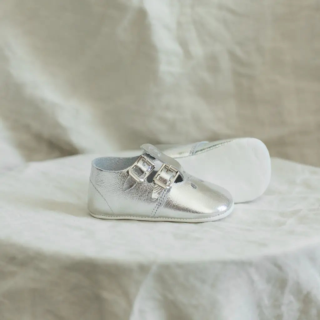 Soft Soled Double T - Strap - Silver
