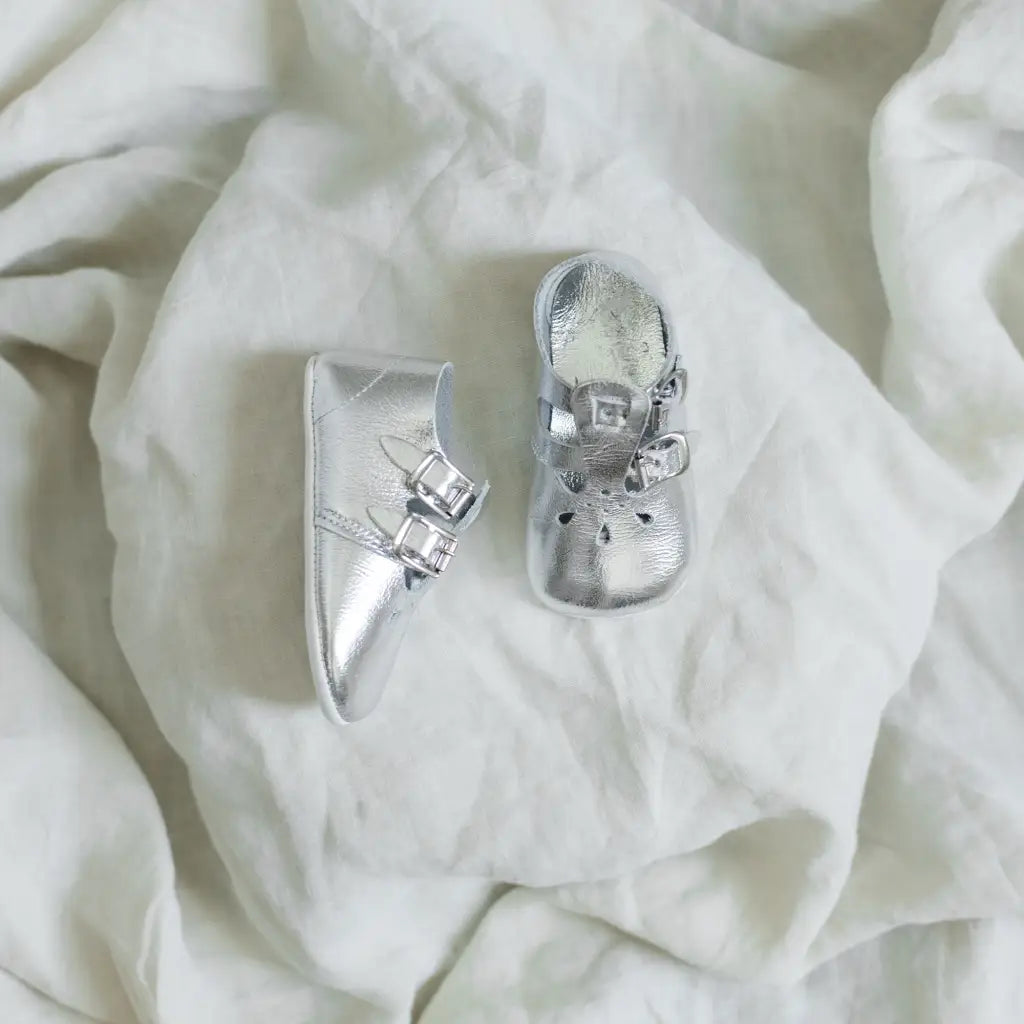 Soft Soled Double T - Strap - Silver
