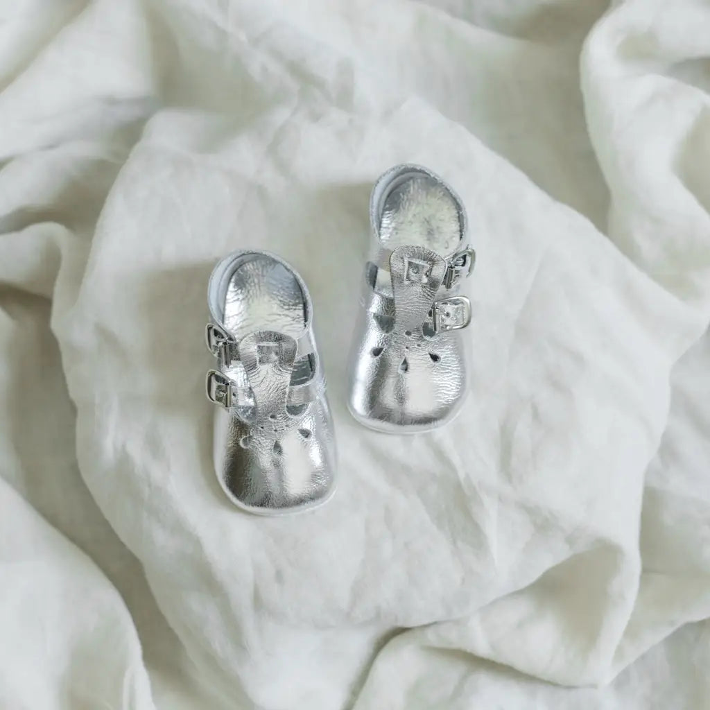 Soft Soled Double T - Strap - Silver