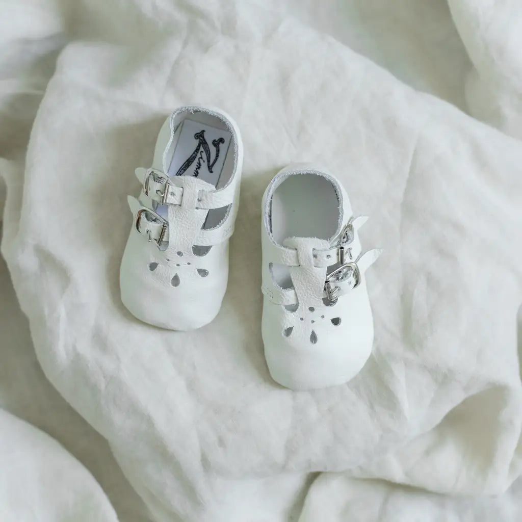 Soft Soled Double T - Strap - White