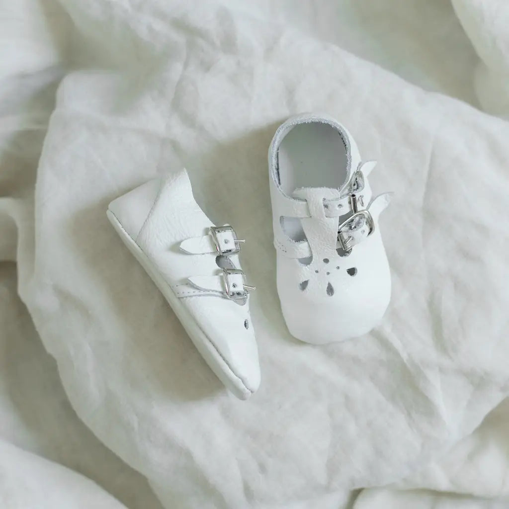 Soft Soled Double T - Strap - White