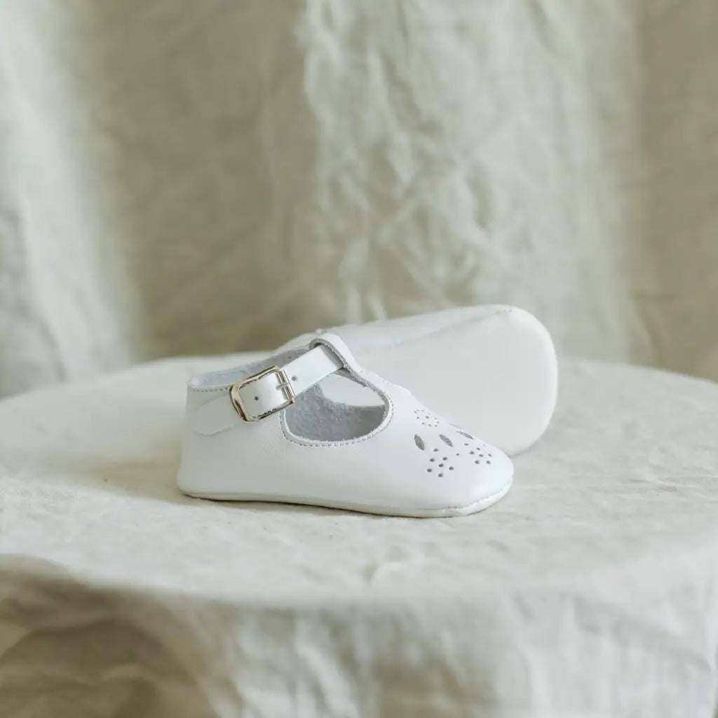 Soft Soled T - Strap - White