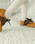 children's saddle shoes in tan and brown sizes 5-12