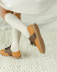 children's saddle shoe in tan and brown sizes 5-12