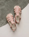 pink leather sandal, beige sole