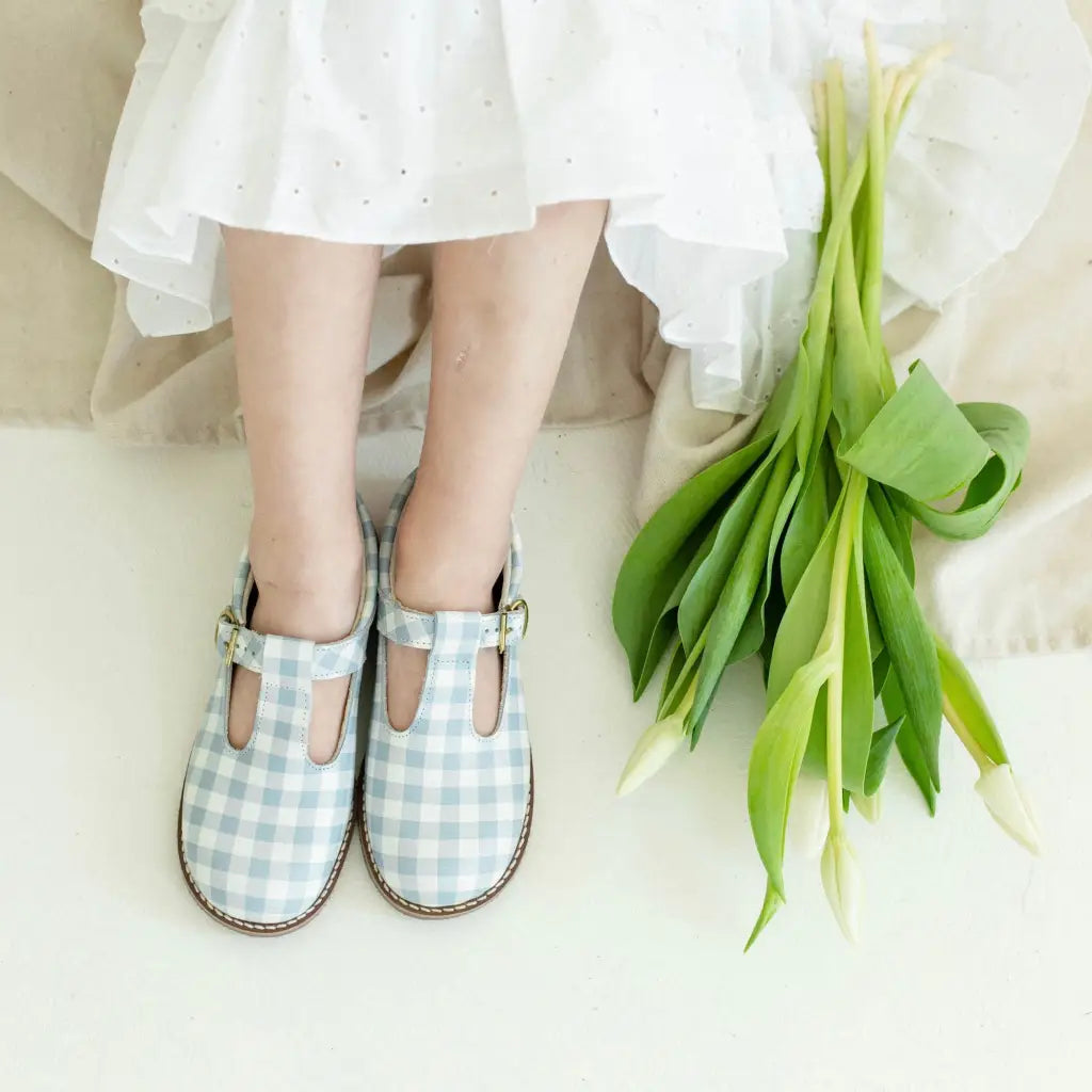 Flora T - Strap - Blue Gingham Dress Shoe