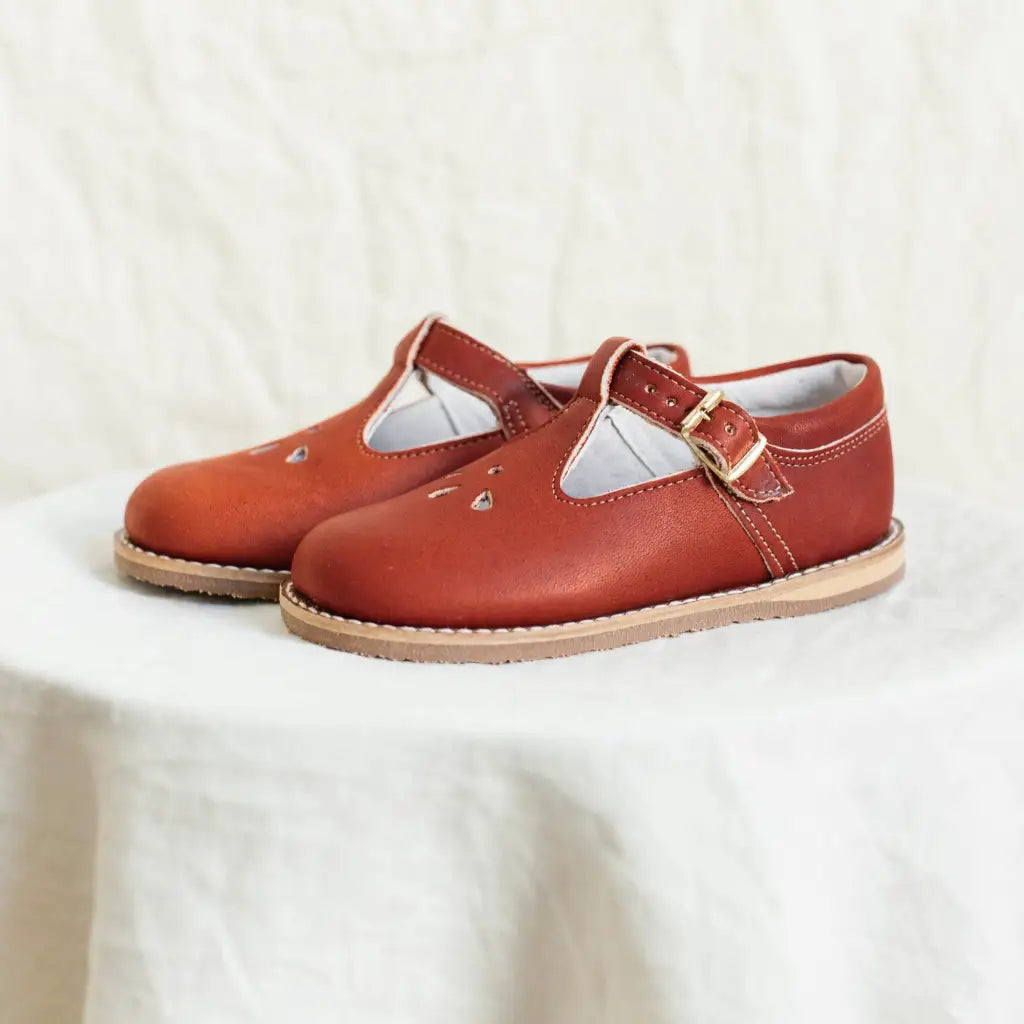 children&#39;s t-strap shoe in rust sizes 5-12