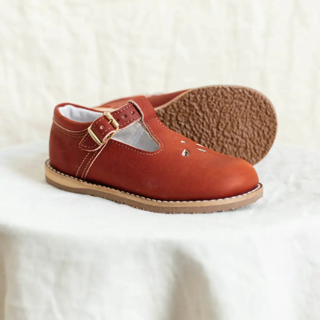 children&#39;s t-strap shoe in rust sizes 5-12