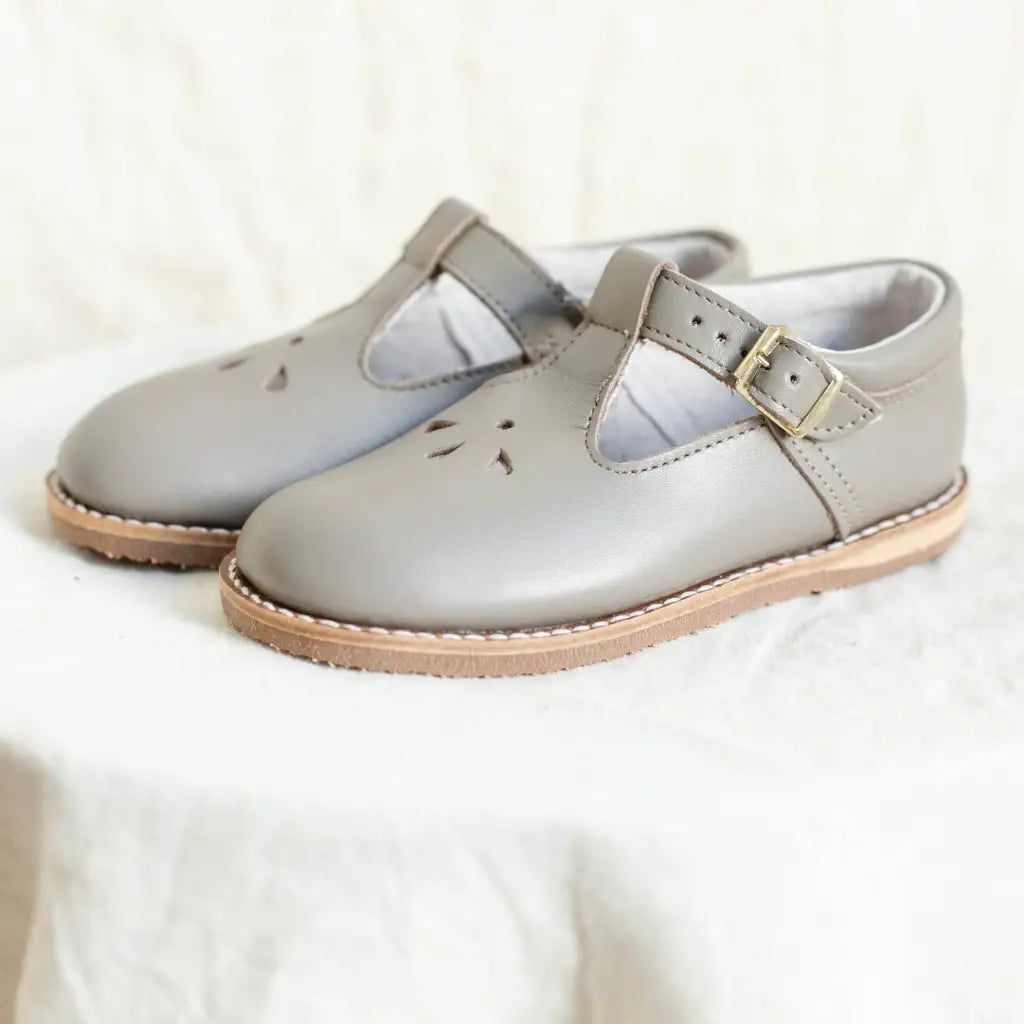children's t-strap shoe in grey sizes 5-12