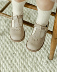 children's t-strap in beige sizes 5-12