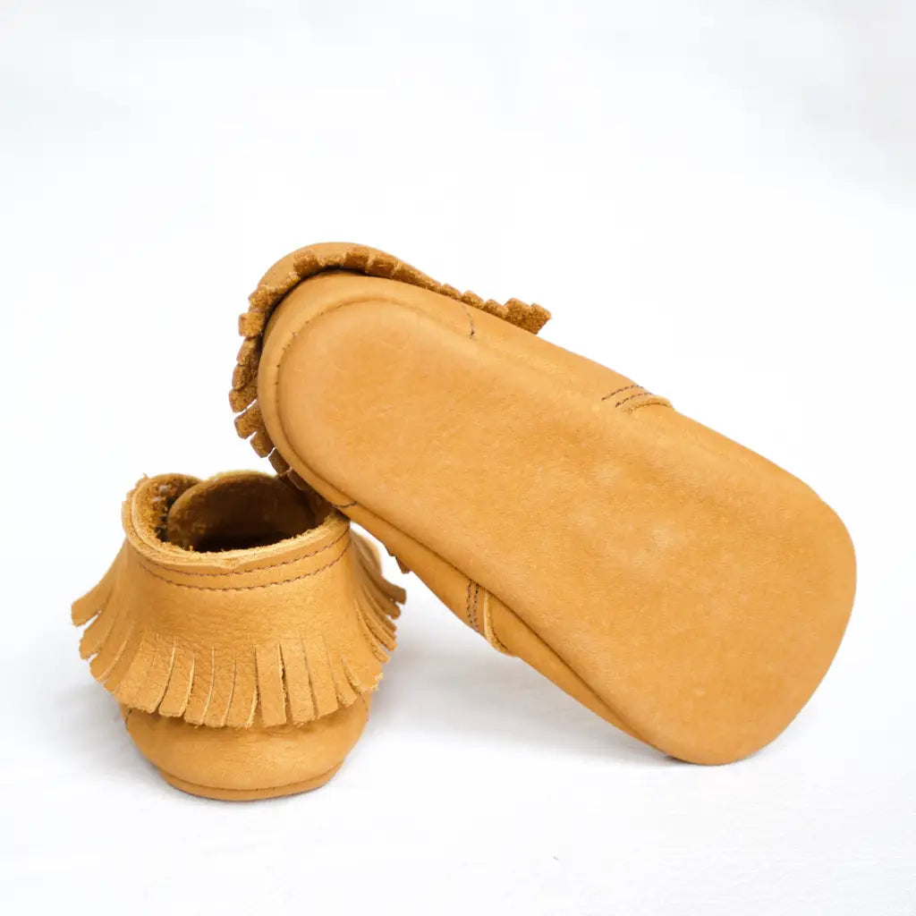 tan leather baby moc boots