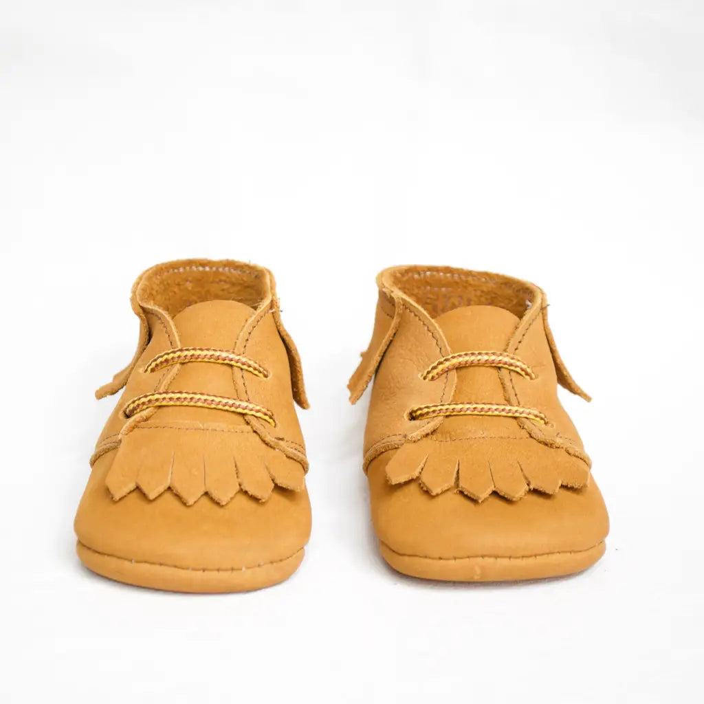 tan leather baby moccasin boots