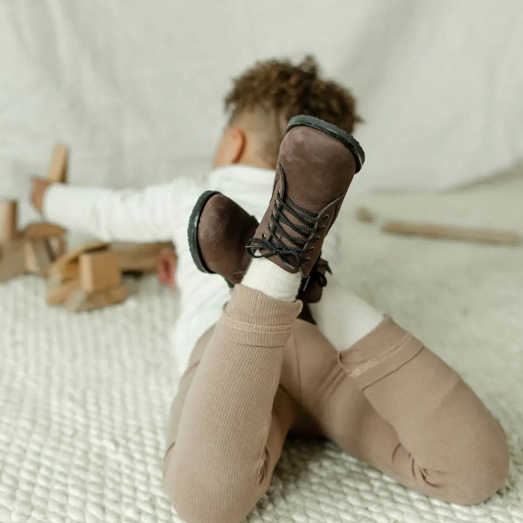 children&#39;s high top boot in brown sizes 5-12