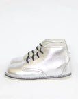 metallic silver leather boot for girls