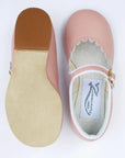 blush pink scalloped mary janes, palest pink glove leather