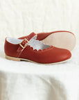 scalloped mary jane children's shoe in rust sizes 4-12