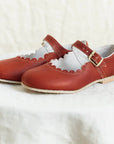 scalloped mary jane children's shoe in rust sizes 4-12