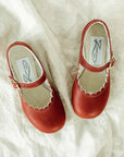 scalloped mary jane children's shoe in rust sizes 4-12