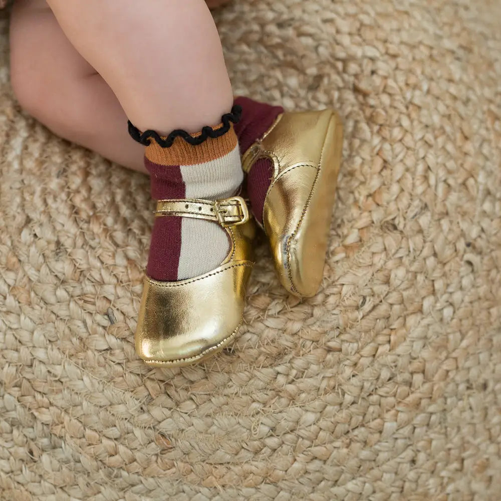 Soft Soled Mary Jane - Gold Shoes